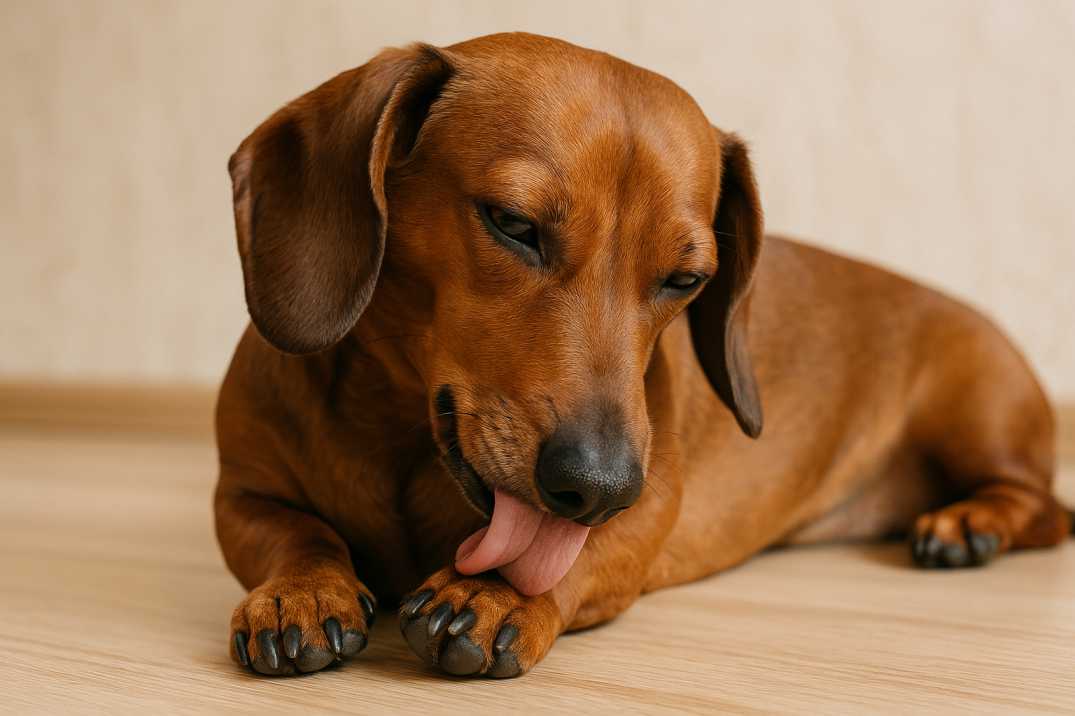 Dachshund-licking-paws